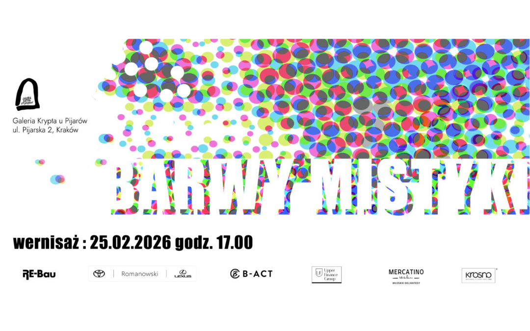 Plakat wydarzenia przedstawia różnokolorowe kropki na białym tle.