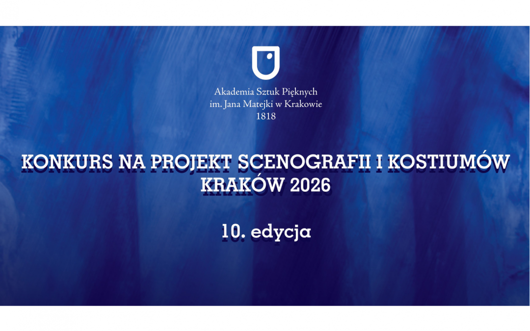 Nazwa konkursu na granatowym tle.