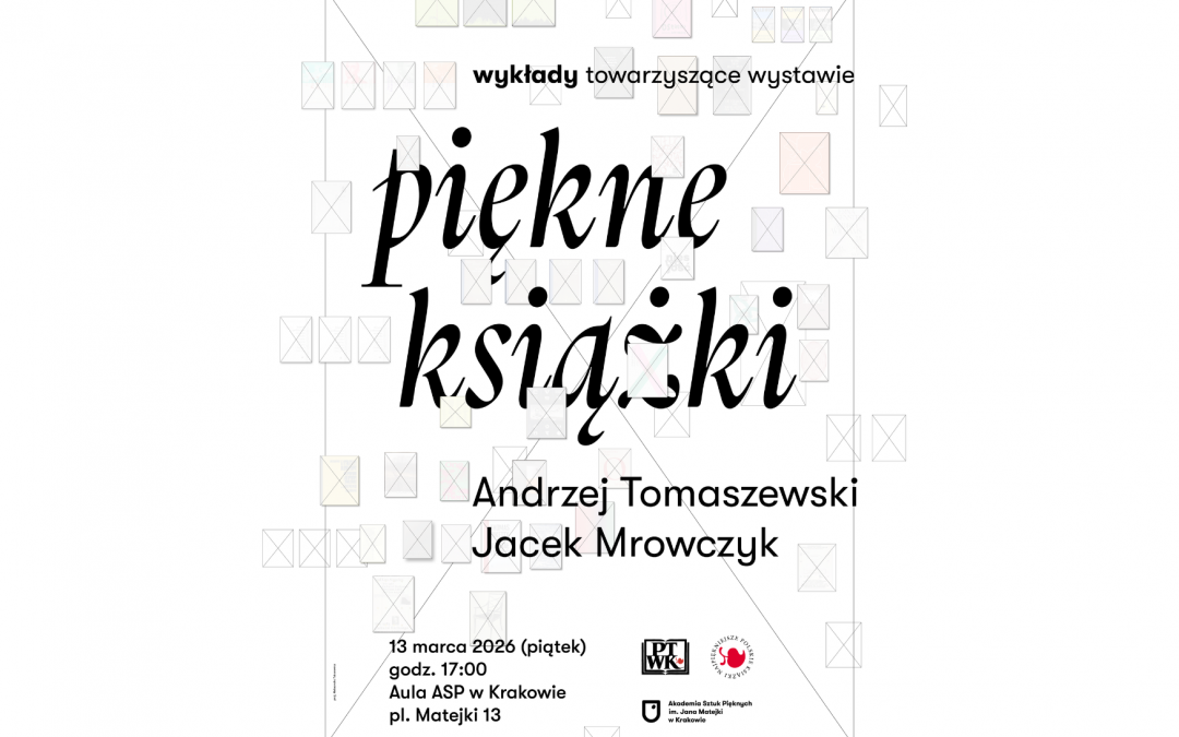 Plakat informuje o spotkaniu na temat projektowania publikacji książkowych. Czarny tekst na białym tle.